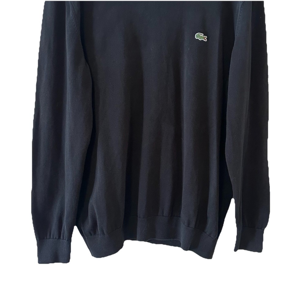 Lacoste Mens Black Sweater Shirt Classic Fit Crew Neck LS Pullover Logo Size XL - Picture 3 of 16